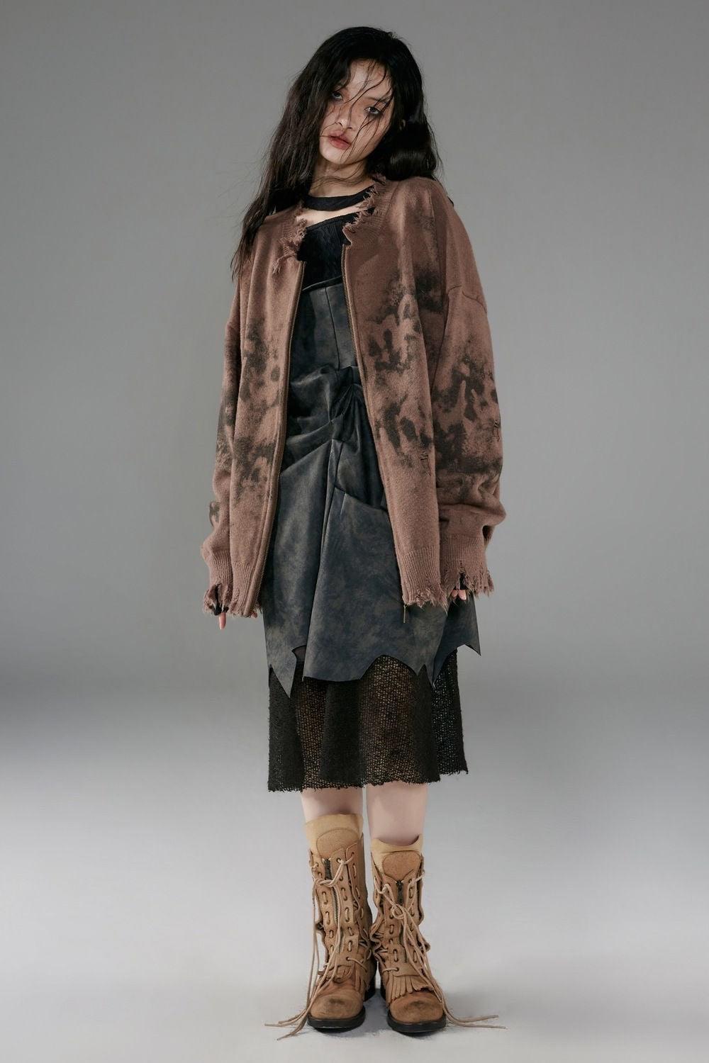 Grunge Extra Distressed Zip-Up Cardigan Grunge Extra Distressed Zip-Up Cardigan