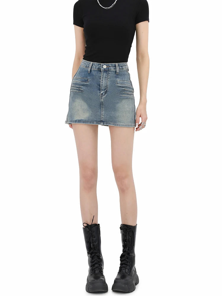 Grunge Fake Pocket Denim Mini Skirt Grunge Fake Pocket Denim Mini Skirt