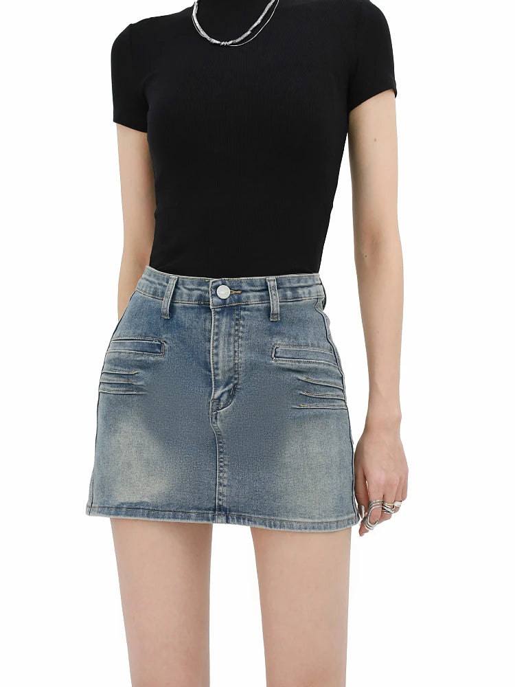 Grunge Fake Pocket Denim Mini Skirt Grunge Fake Pocket Denim Mini Skirt