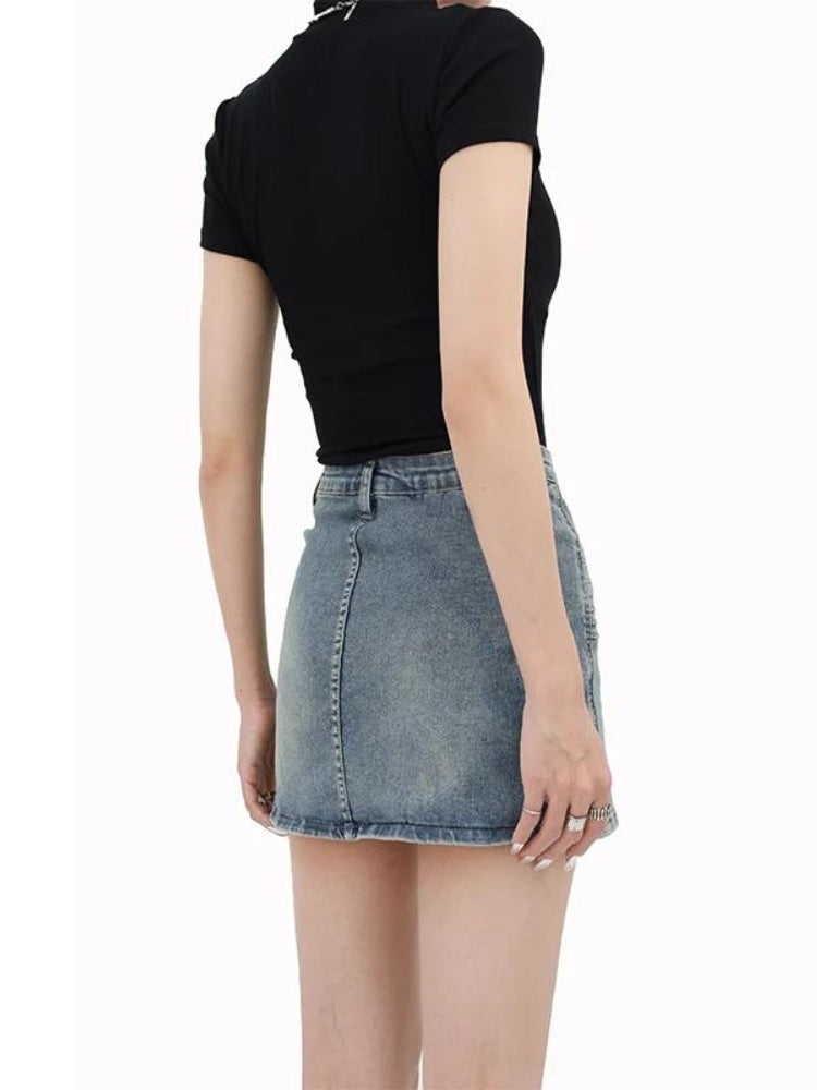 Grunge Fake Pocket Denim Mini Skirt Grunge Fake Pocket Denim Mini Skirt