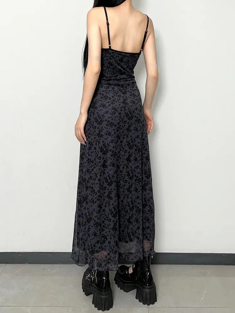 Grunge Floral Printed Maxi Dress Grunge Floral Printed Maxi Dress