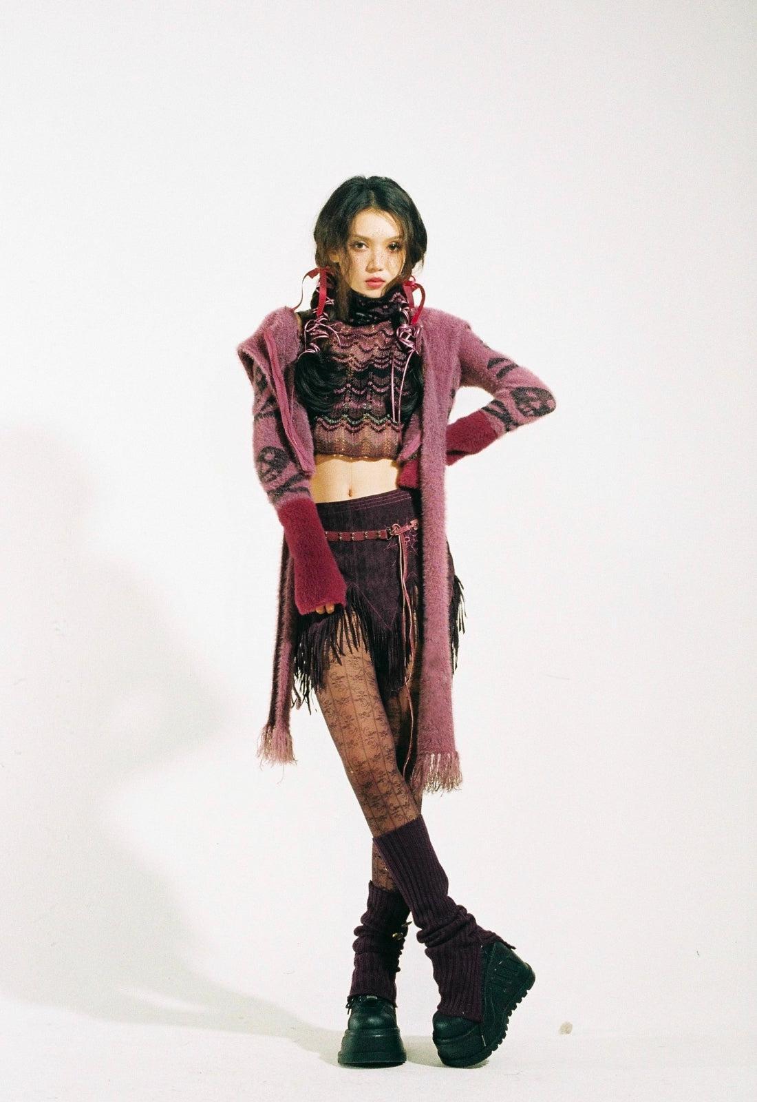 Grunge Gothic Skull Hooded Cardigan Grunge Gothic Skull Hooded Cardigan