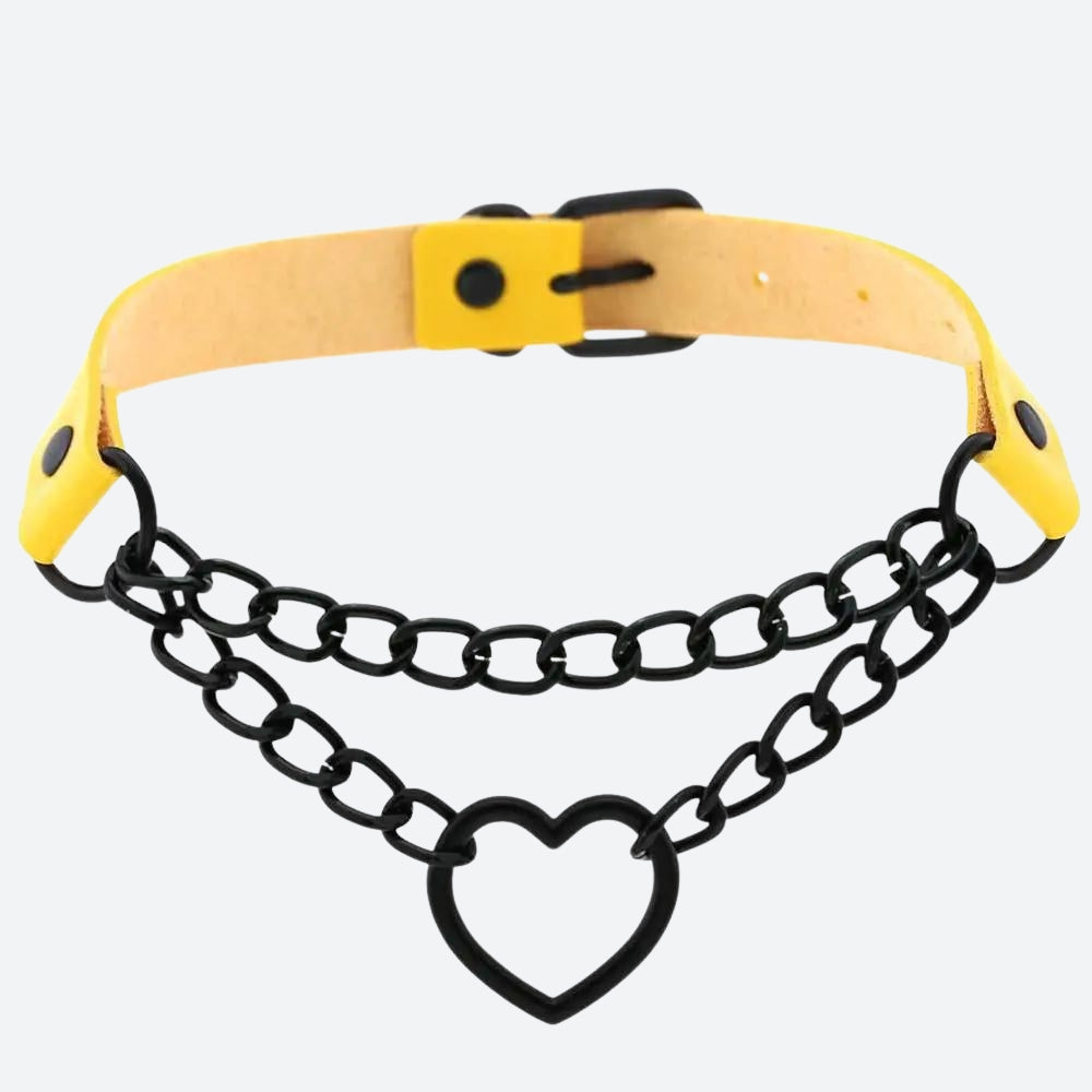 Grunge Heart Belted Choker Necklace Grunge Heart Belted Choker Necklace