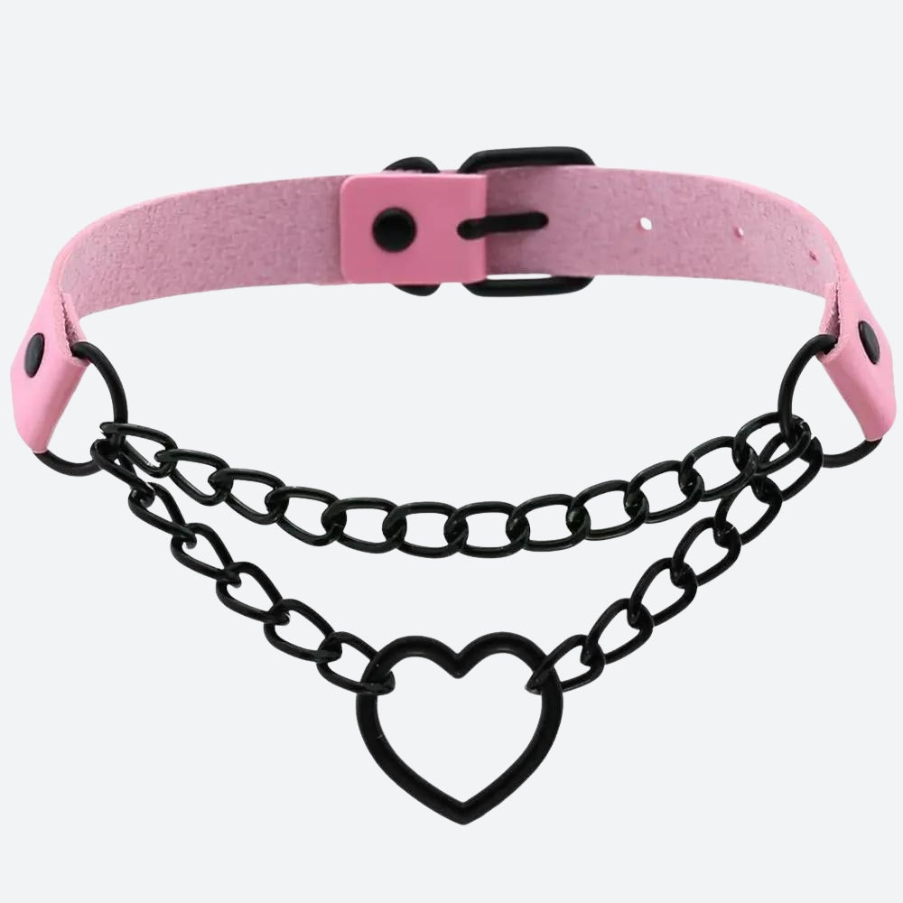 Grunge Heart Belted Choker Necklace Grunge Heart Belted Choker Necklace