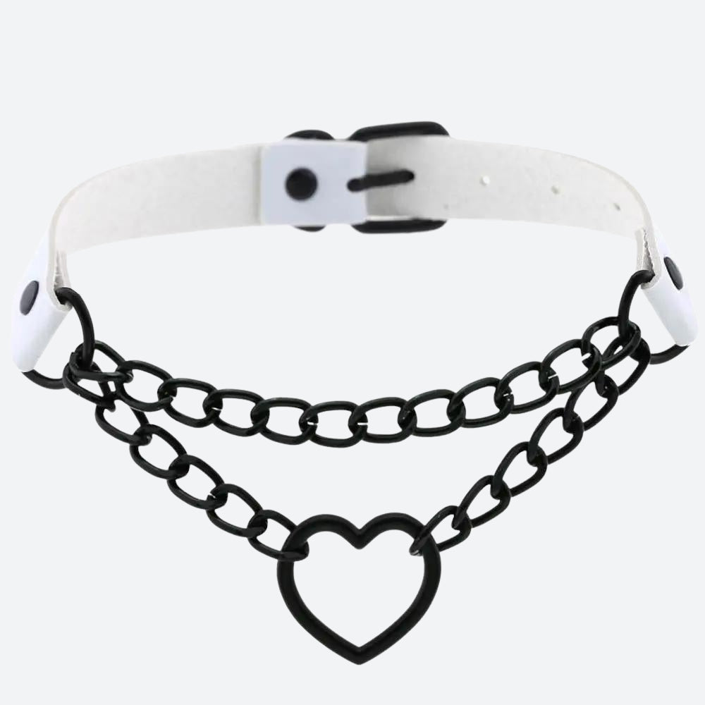Grunge Heart Belted Choker Necklace Grunge Heart Belted Choker Necklace
