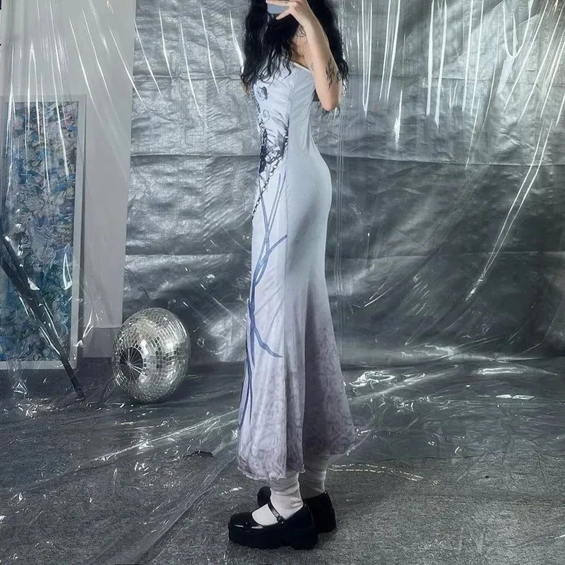 Grunge Mermaid Skeleton Maxi Dress Grunge Mermaid Skeleton Maxi Dress