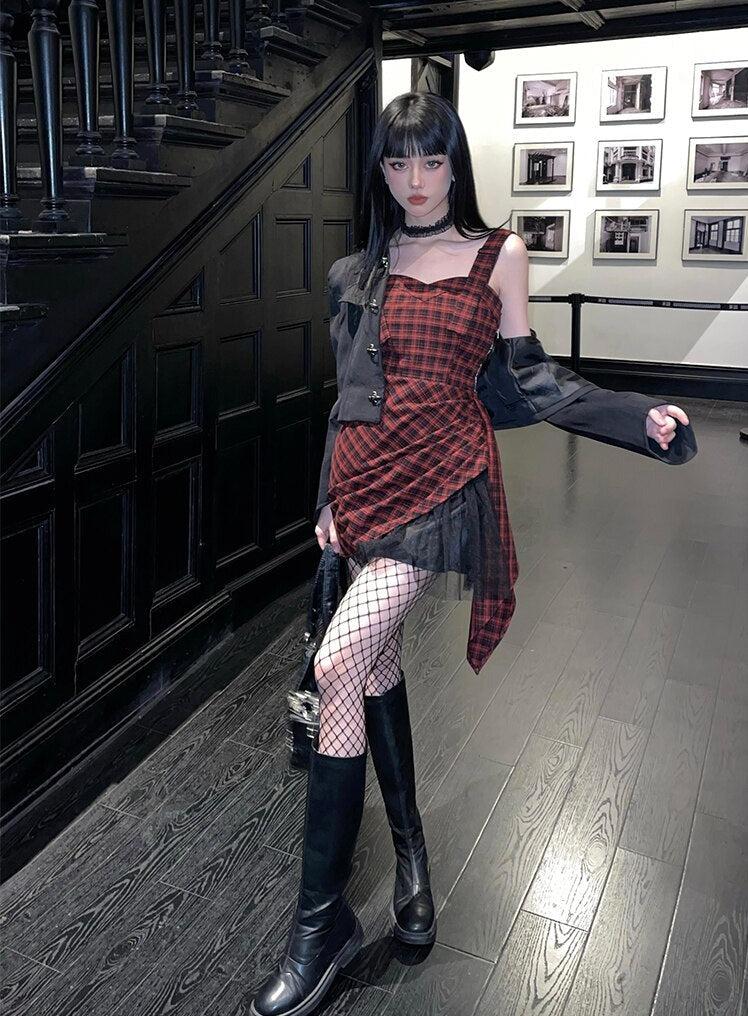 Grunge Plaid Mini Dress Grunge Plaid Mini Dress