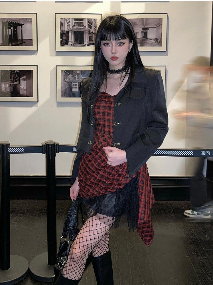 Grunge Plaid Mini Dress Grunge Plaid Mini Dress