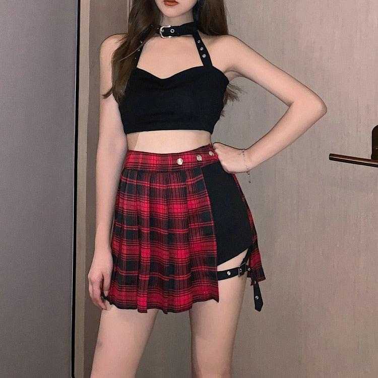 Grunge Plaid Mini Skort Grunge Plaid Mini Skort
