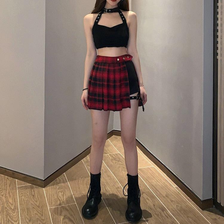 Grunge Plaid Mini Skort Grunge Plaid Mini Skort