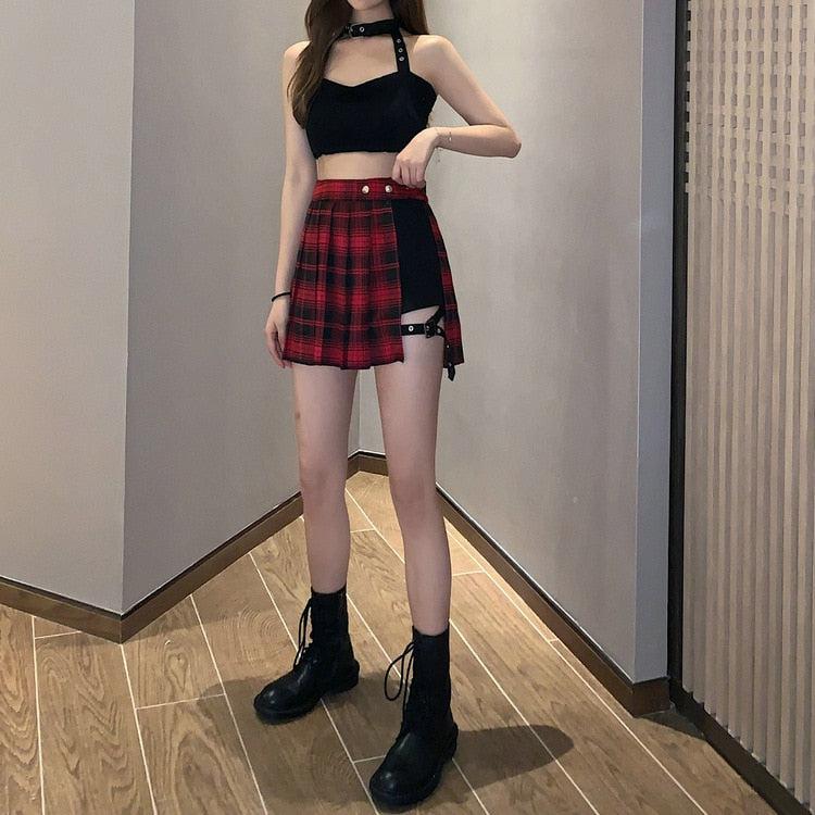 Grunge Plaid Mini Skort Grunge Plaid Mini Skort