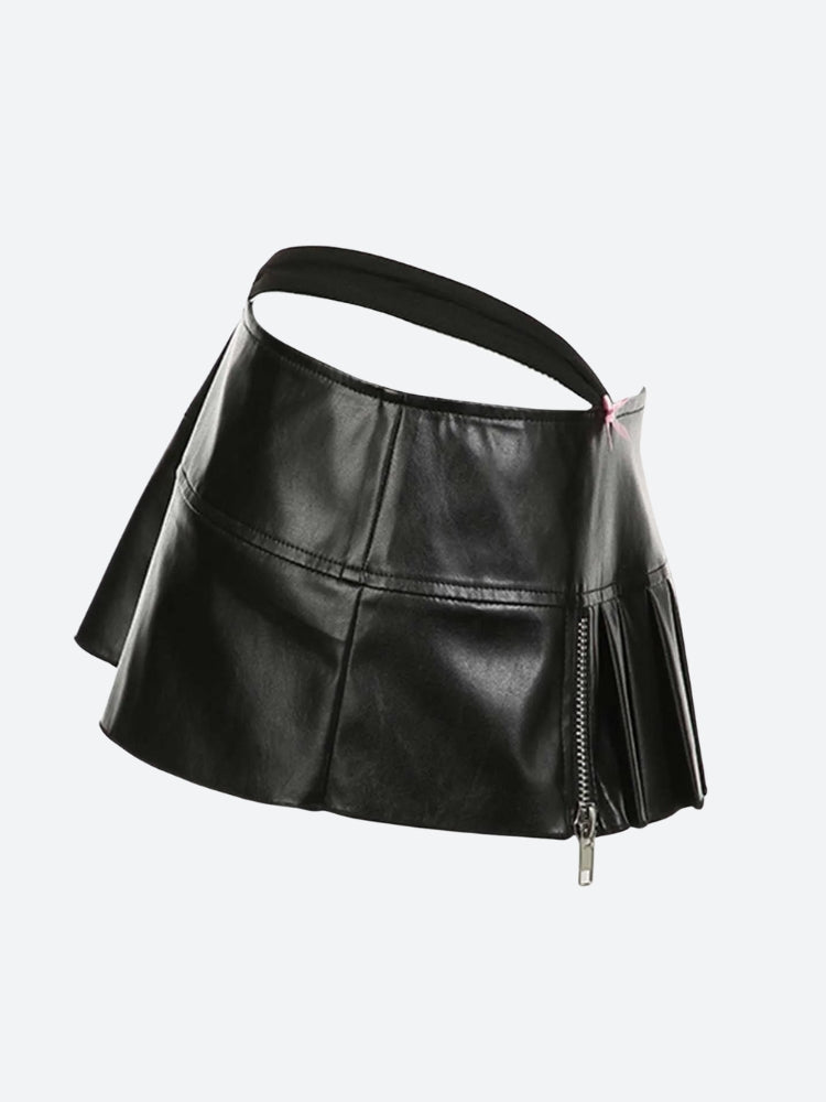 Grunge Pleated Zipper Slit Micro Mini Skirt Grunge Pleated Zipper Slit Micro Mini Skirt