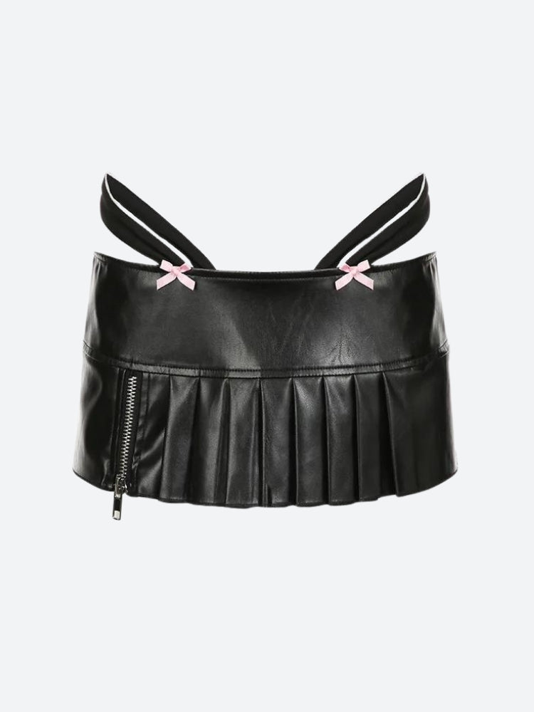 Grunge Pleated Zipper Slit Micro Mini Skirt Grunge Pleated Zipper Slit Micro Mini Skirt