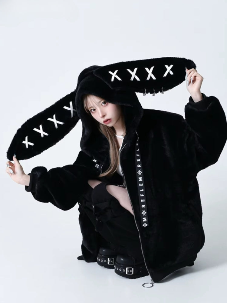 Grunge Rabbit Ear Plush Jacket Grunge Rabbit Ear Plush Jacket