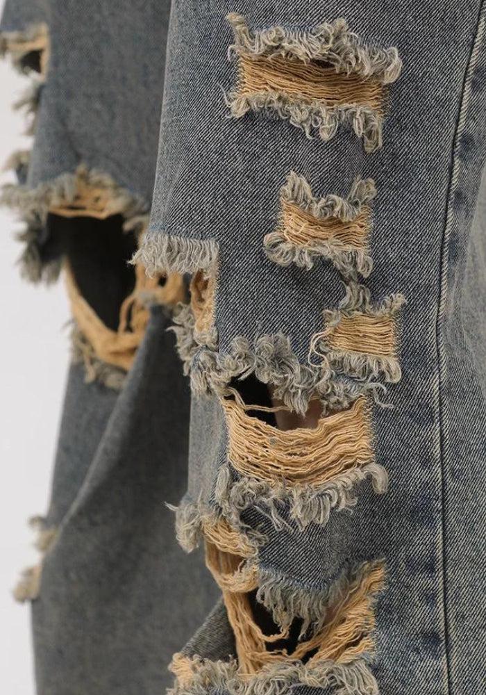 Grunge Ripped Straight Leg Jeans Grunge Ripped Straight Leg Jeans