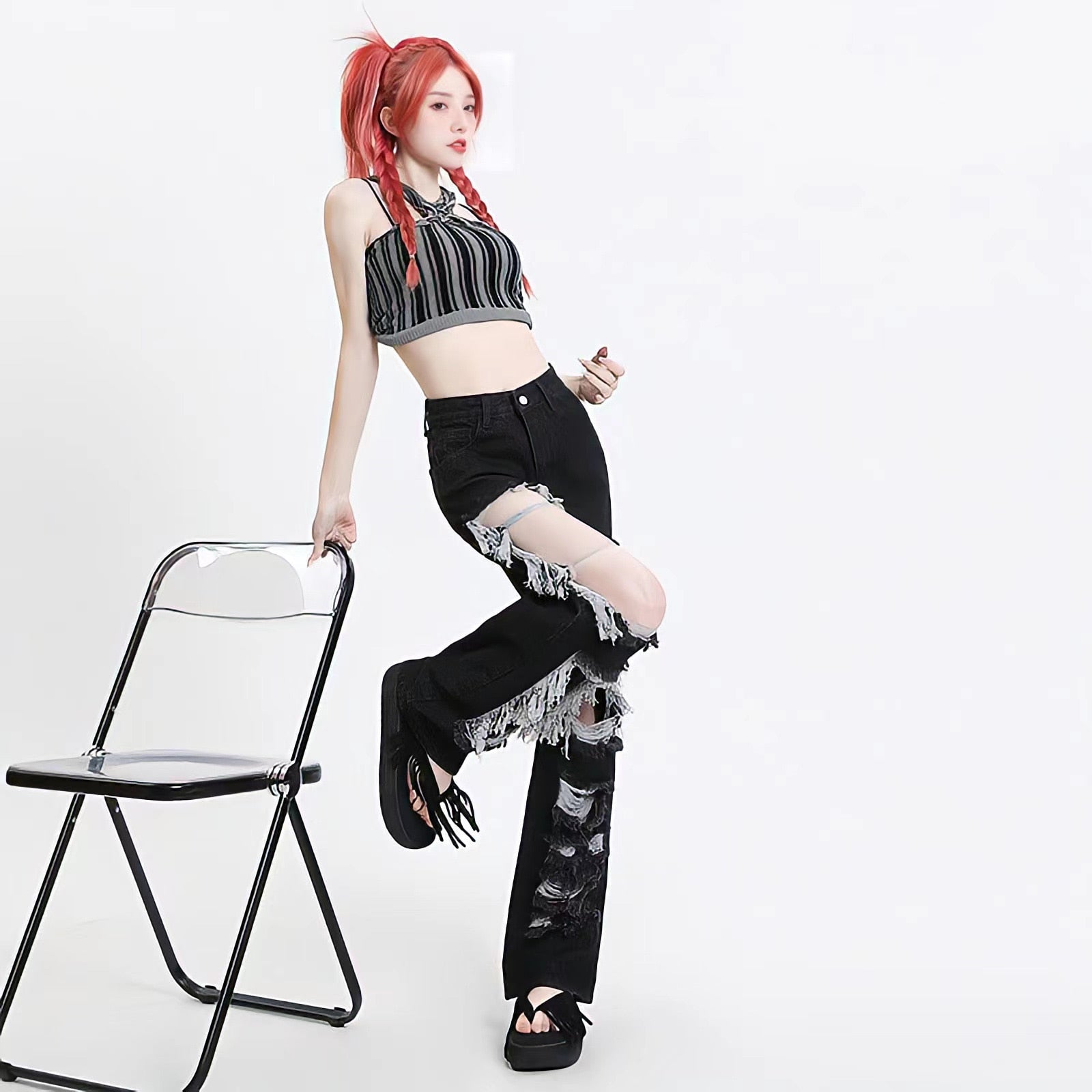 Grunge Ripped Wide Leg Jeans Grunge Ripped Wide Leg Jeans