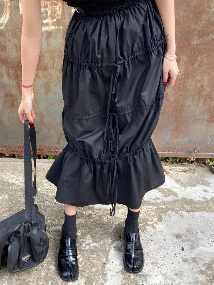 Grunge Ruched Midi Skirt Grunge Ruched Midi Skirt