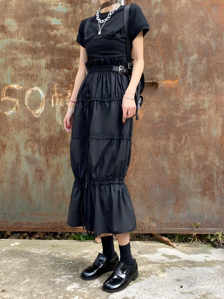 Grunge Ruched Midi Skirt Grunge Ruched Midi Skirt