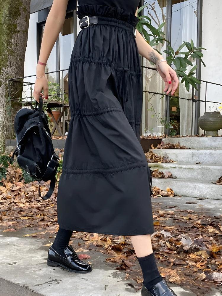 Grunge Ruched Midi Skirt Grunge Ruched Midi Skirt