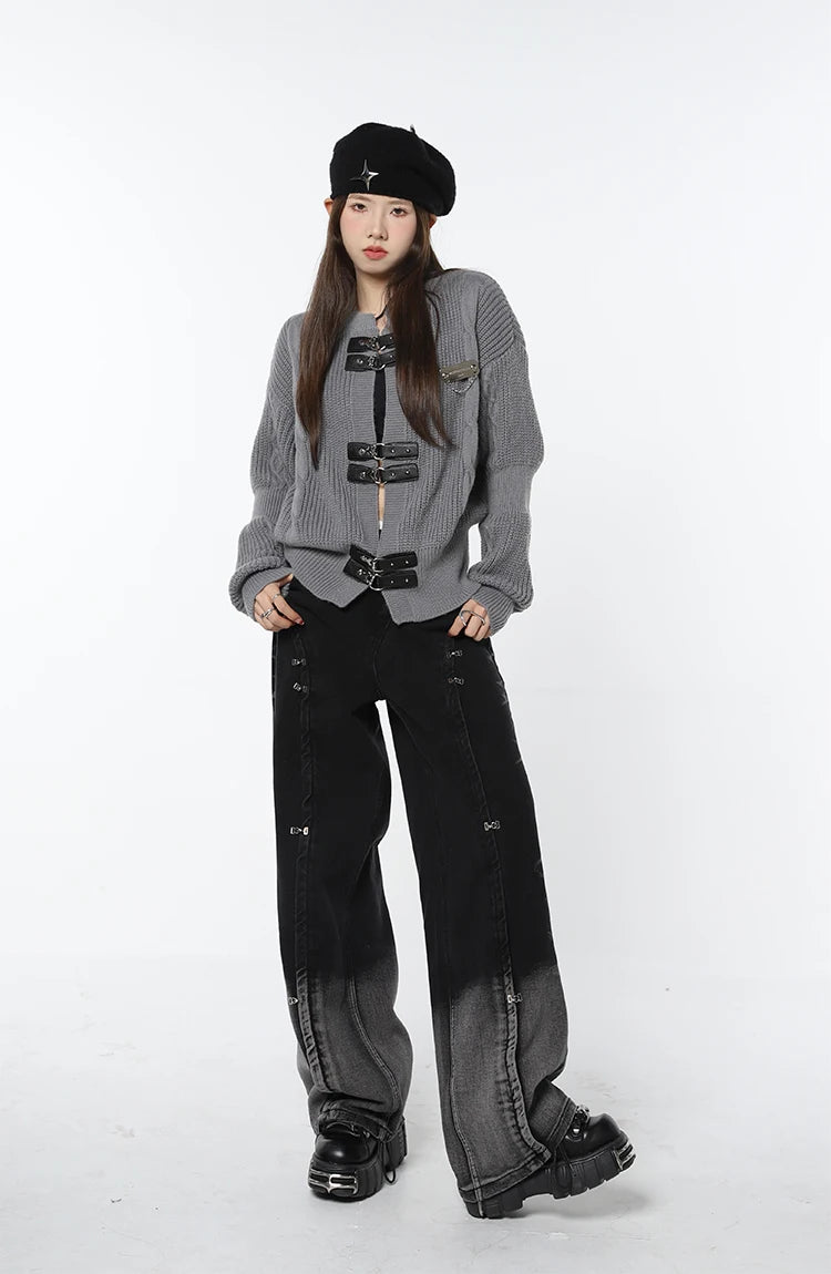 Grunge Saddle Buckle Cardigan Grunge Saddle Buckle Cardigan