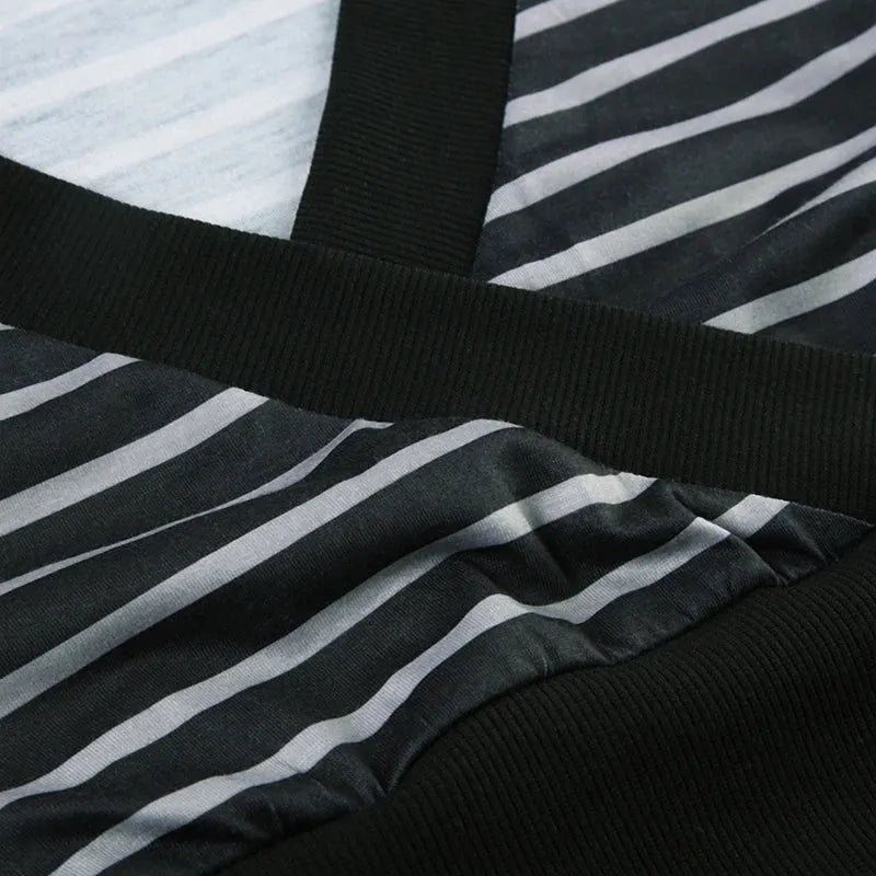 Grunge Striped Wrap Crop Top Grunge Striped Wrap Crop Top