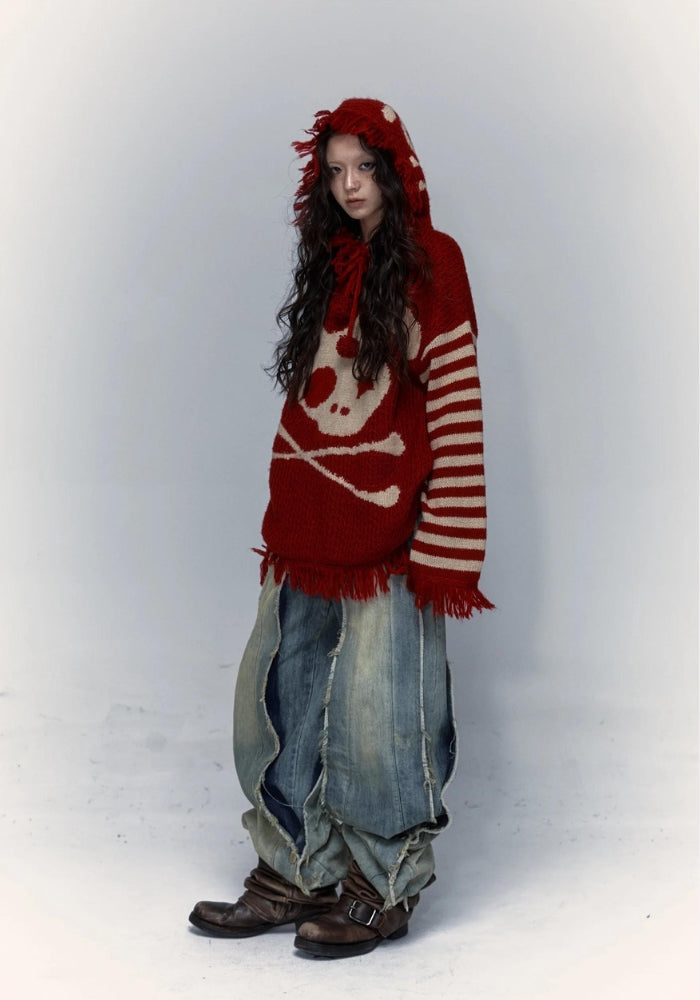 Grunge Tasseled Hooded Sweater Grunge Tasseled Hooded Sweater