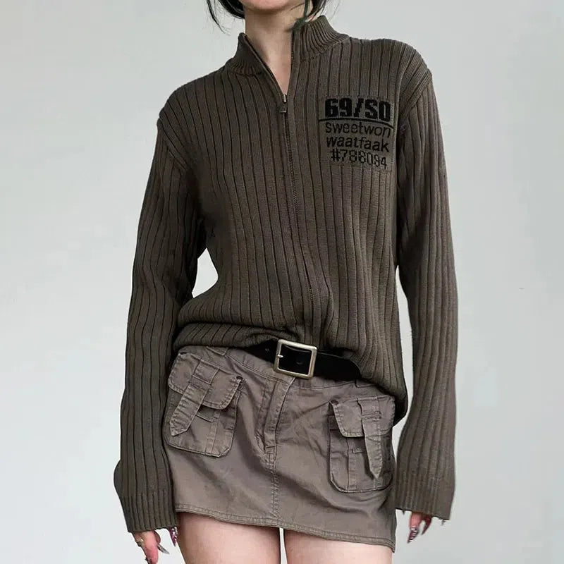 Grunge Zip-Up Cardigan Jacket Grunge Zip-Up Cardigan Jacket