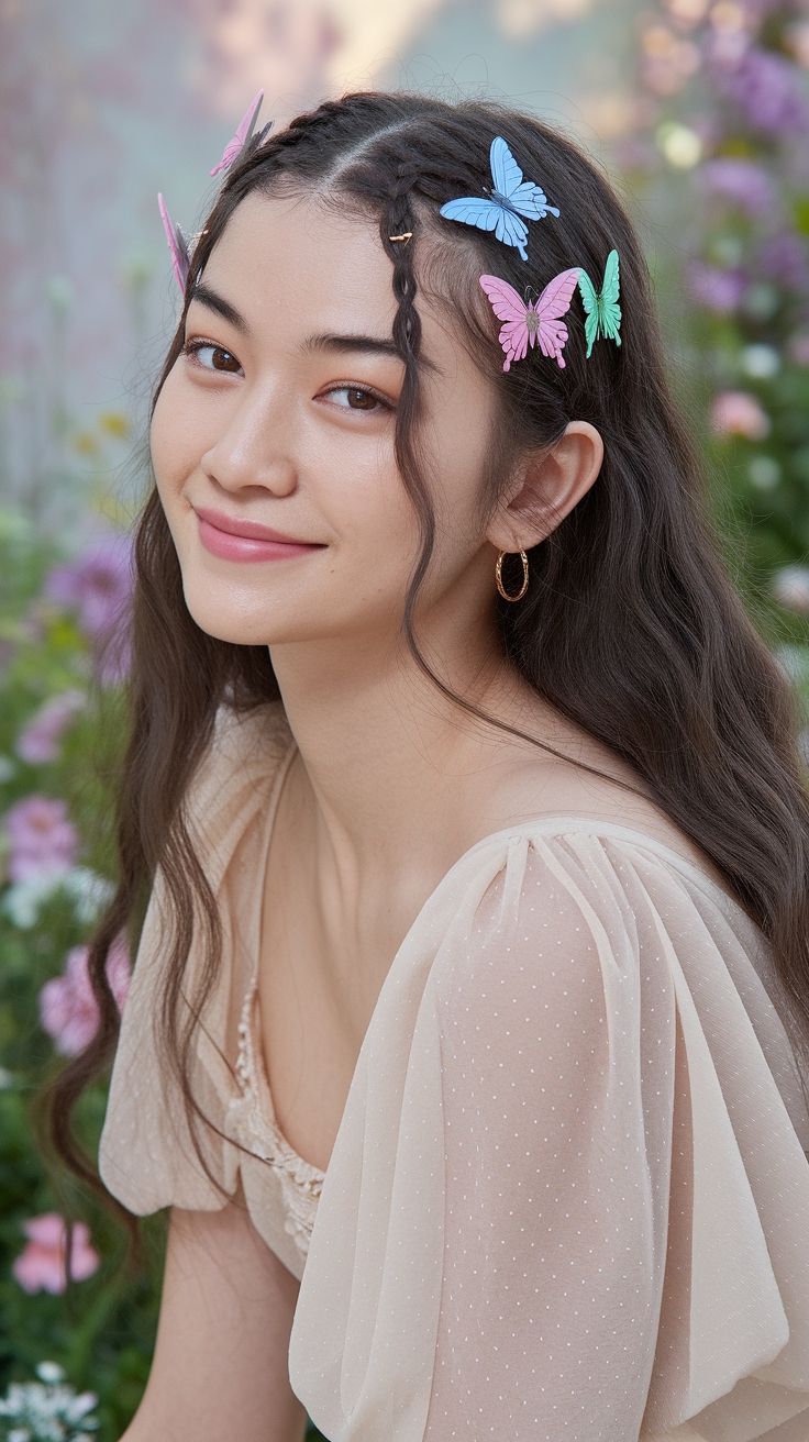 Hair with Butterfly Clips: Nostalgic Hair Trends outfit idea