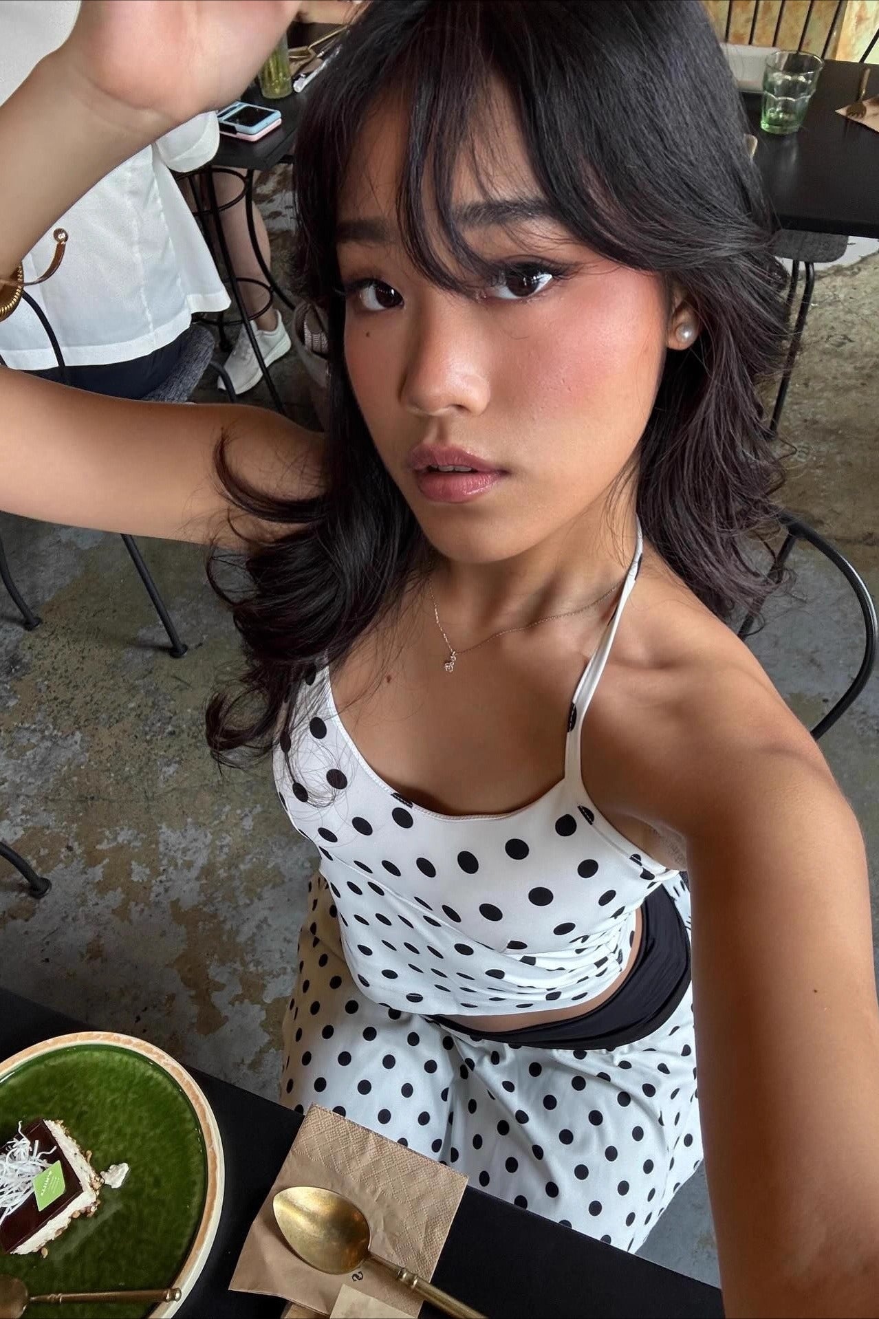 Halter Polka Dot Crop Skirt Two Pieces Set Halter Polka Dot Crop Skirt Two Pieces Set