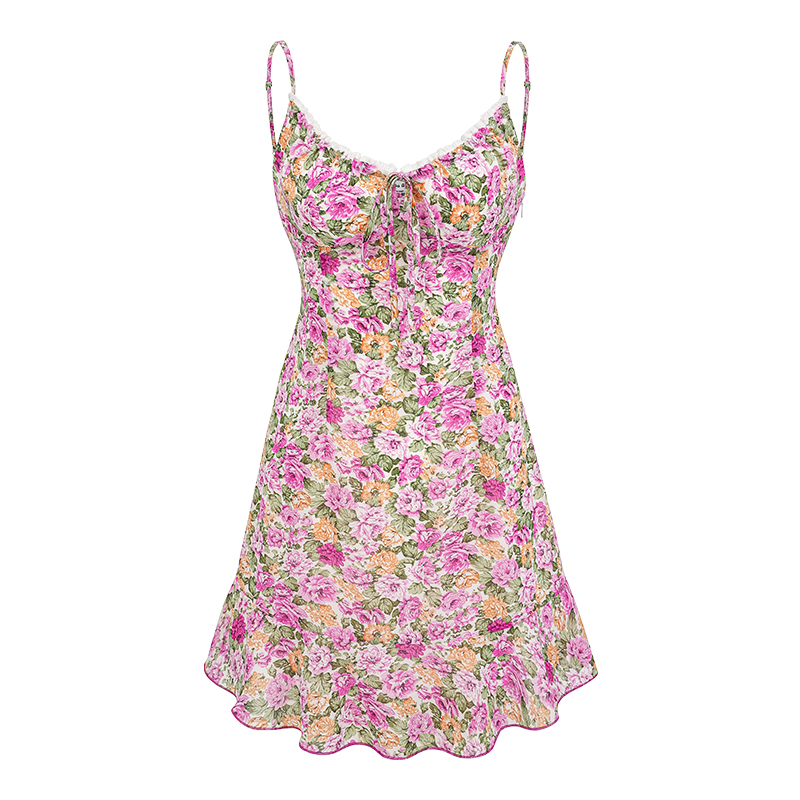 Handmade French Vintage Floral Cami Dress for Women - Summer Slim Fit Waist-Defined Lace Short Skirt - Y2K Style Handmade French Vintage Floral Cami Dress for Women - Summer Slim Fit Waist-Defined Lace Short Skirt - Y2K Style