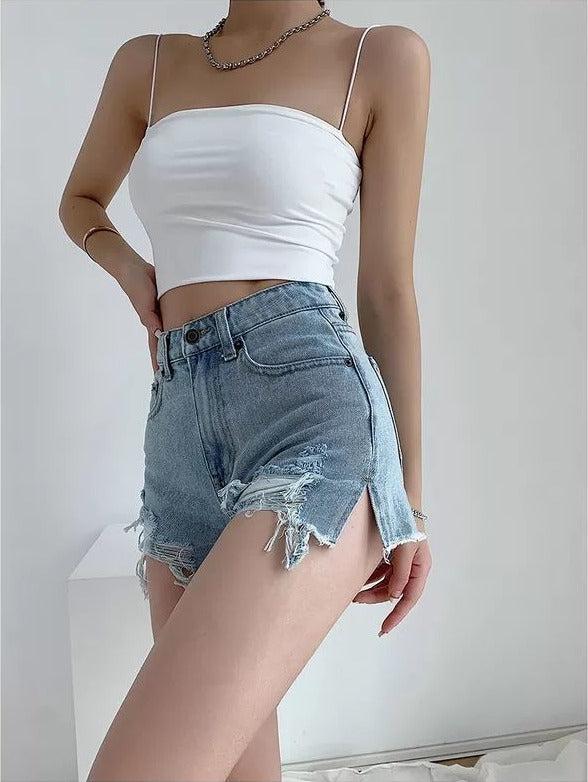 High Waist Extra Distressed Jean Shorts High Waist Extra Distressed Jean Shorts