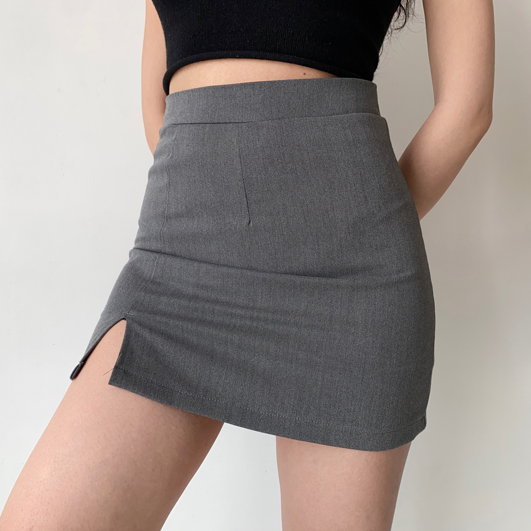 High-Waisted Split Bodycon Skirt for Women - Sexy A-Line Short Skirt in European & American Style, Anti-Exposure Design