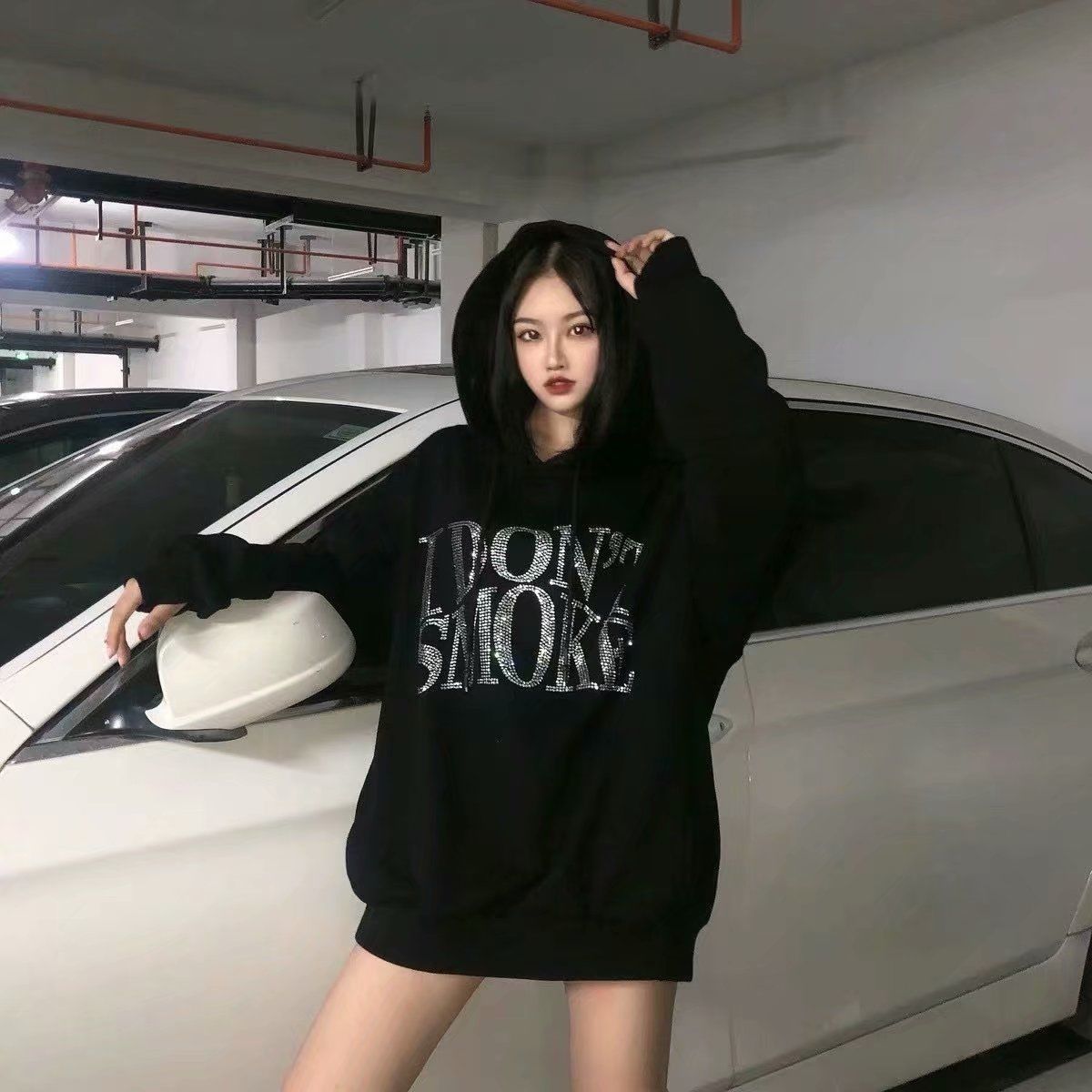 I Don't Smoke Rhinestone Hoodie I Don't Smoke Rhinestone Hoodie