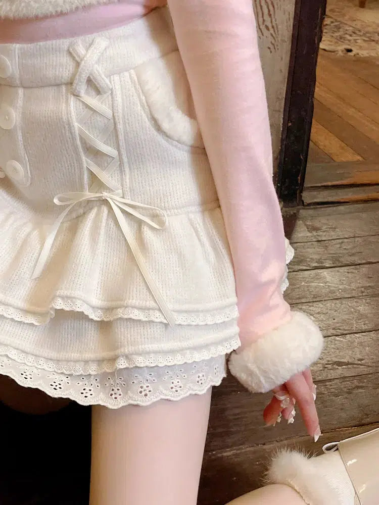 Kawaii Ruffled Layered Lace Mini Skirt Kawaii Ruffled Layered Lace Mini Skirt