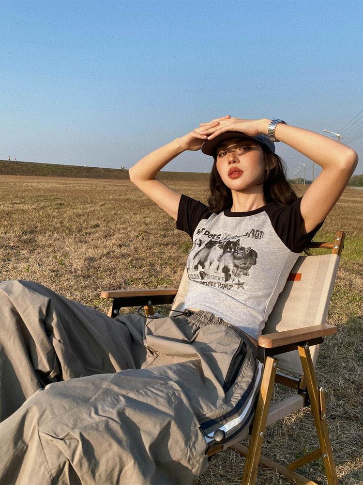 Kitty Print Crop Tee Kitty Print Crop Tee