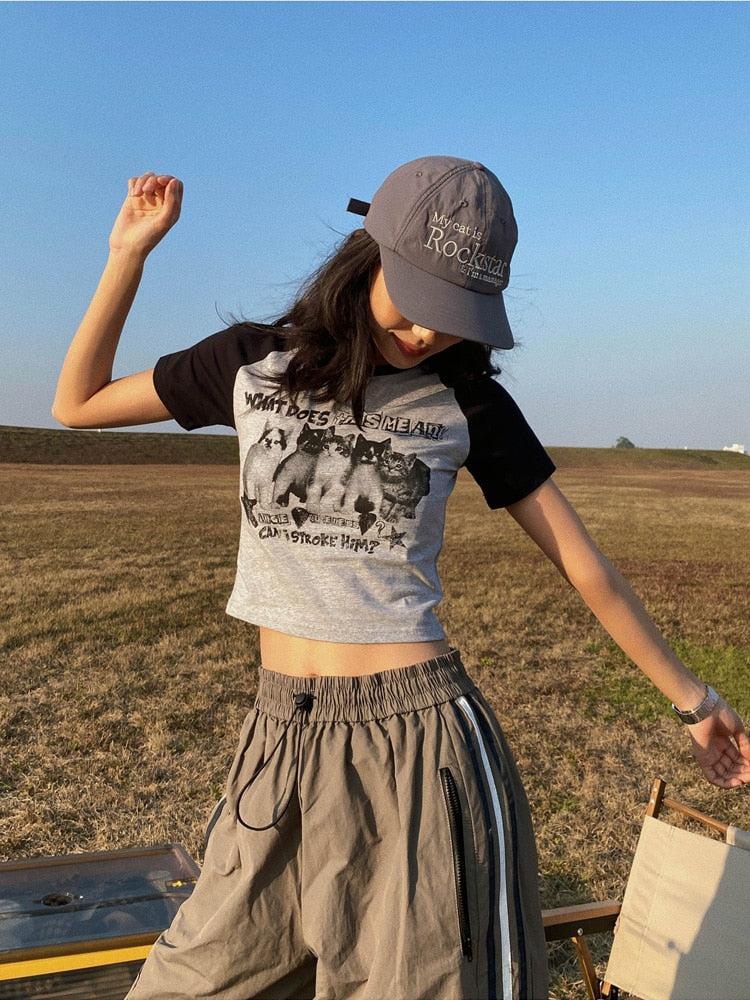 Kitty Print Crop Tee Kitty Print Crop Tee