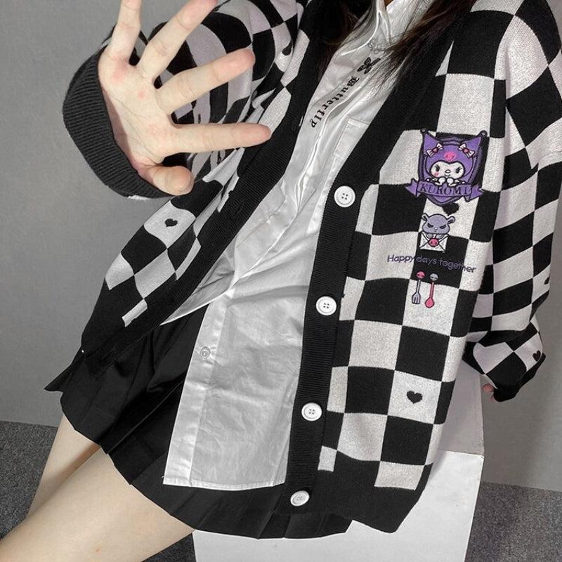 Kuromi Buttoned Black Cardigan Kuromi Buttoned Black Cardigan