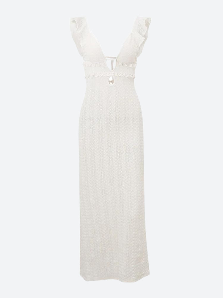 Lace Backless Plunge Neck Maxi Dress Lace Backless Plunge Neck Maxi Dress