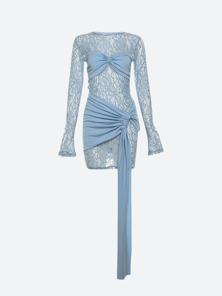 Lace Ruched Mini Dress Lace Ruched Mini Dress