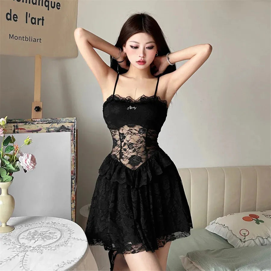 Lace Sheer Mini Dress Lace Sheer Mini Dress