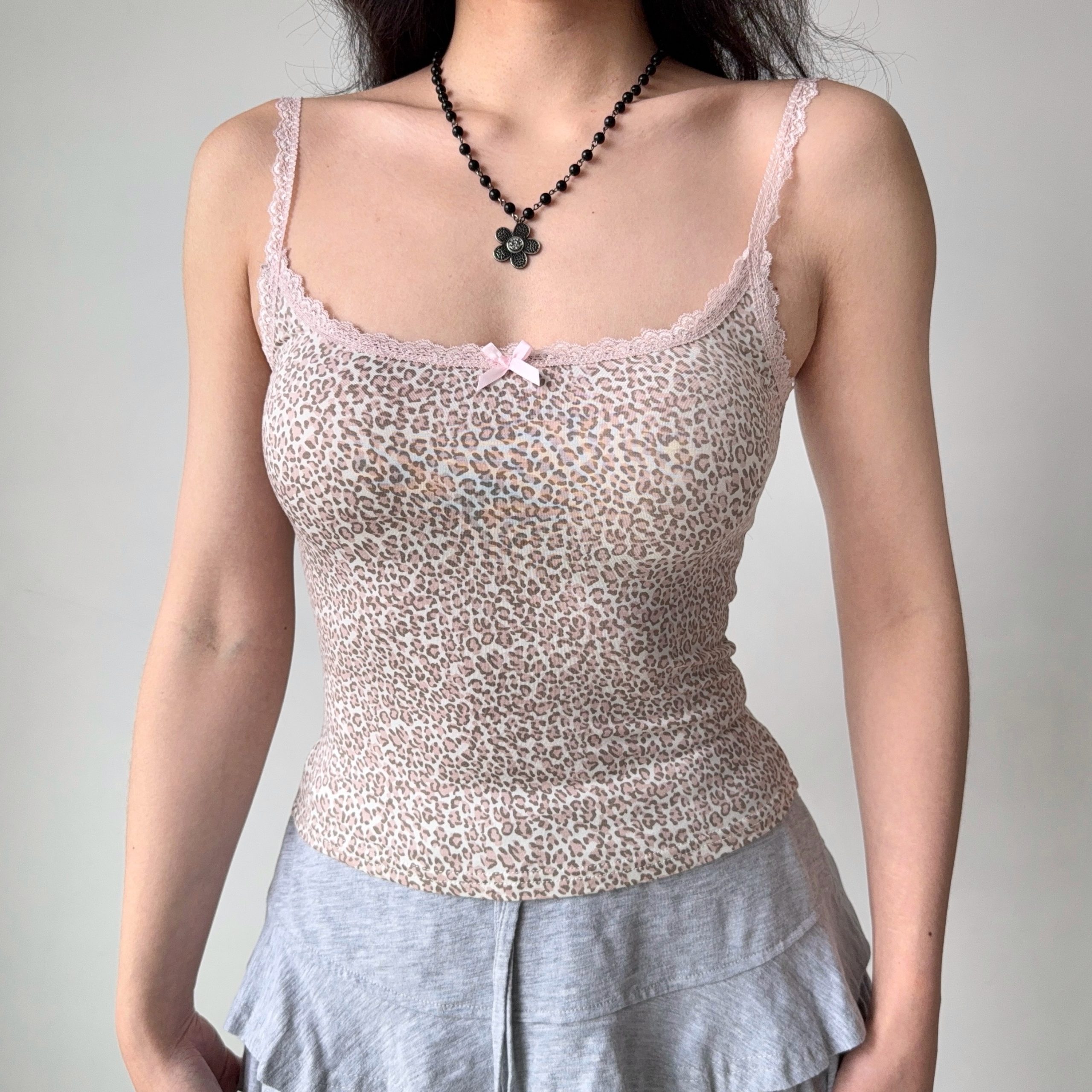 Lace Trim Leopard Print Camisole Top for Women - DIY European American Style, Chic Fashion for Hot Girls