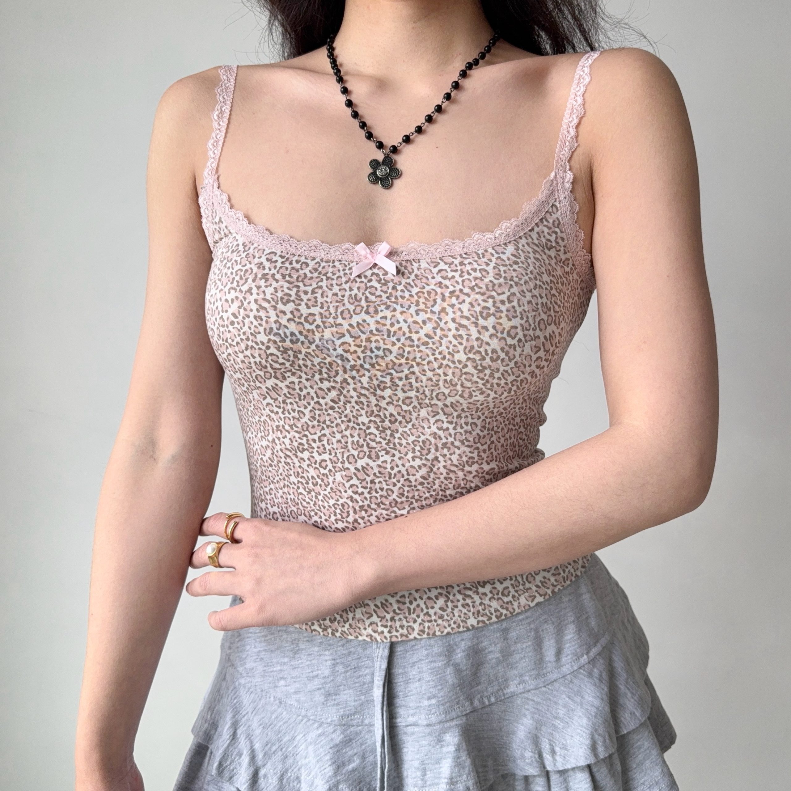 Lace Trim Leopard Print Camisole Top for Women - DIY European American Style, Chic Fashion for Hot Girls