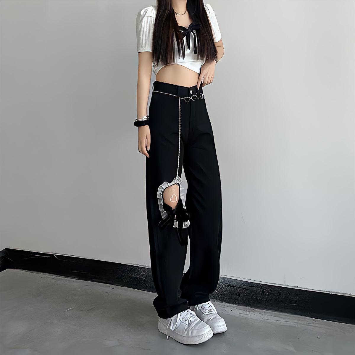 Lace Up Knee Washed Jeans Lace Up Knee Washed Jeans