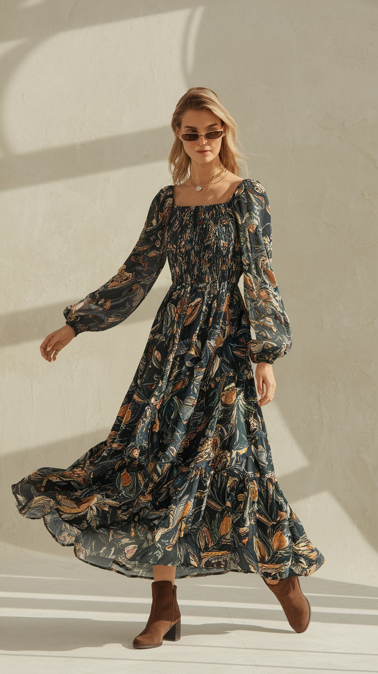 Maxi Dresses with Long Sleeves: Comfort Meets Style outfit idea