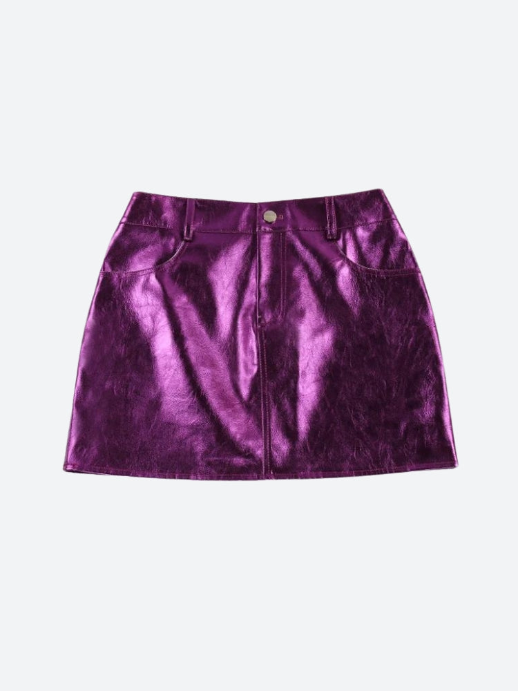 Metallic Faux Leather Mini Skirt Metallic Faux Leather Mini Skirt