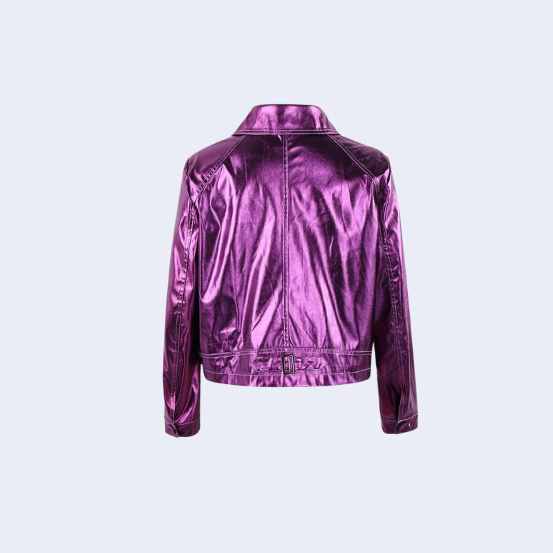 Metallic Fuchsia Faux Leather Jacket Metallic Fuchsia Faux Leather Jacket
