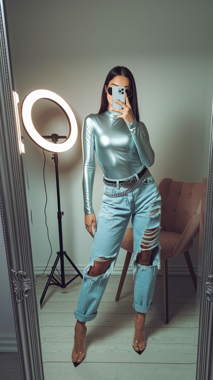 Metallic Baddie Outfit: Shine Bright Like a Star outfit idea