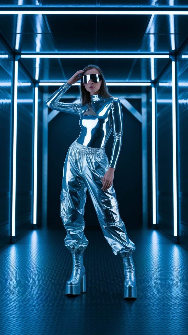 Metallic Chrome Outfit: Futuristic Fashion Inspiration outfit idea