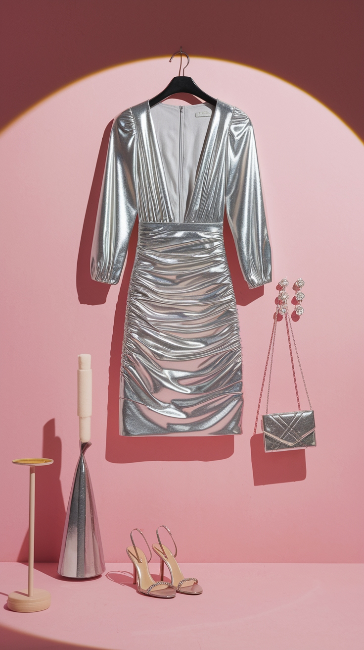 Sophisticated Metallic Cocktail Dress Styles outfit idea