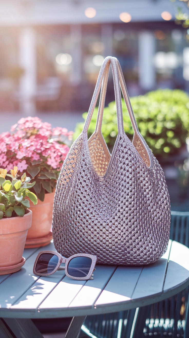 Chic Metallic Crochet Bag: A Fashion Staple outfit idea
